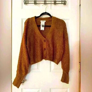 Hooked up NWT Juniors' Textured Button-Front Cardigan Brown Size Large